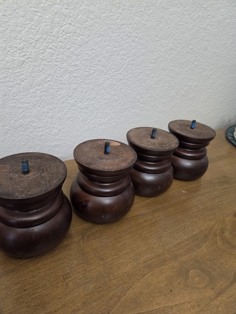 Dark Brown Wooden Furniture Legs / Bun Feet - Set of 4